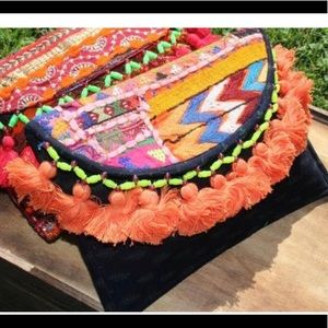 Banjara Boho vintage tassel clutch/ cross body bag Ibiza club fashion
